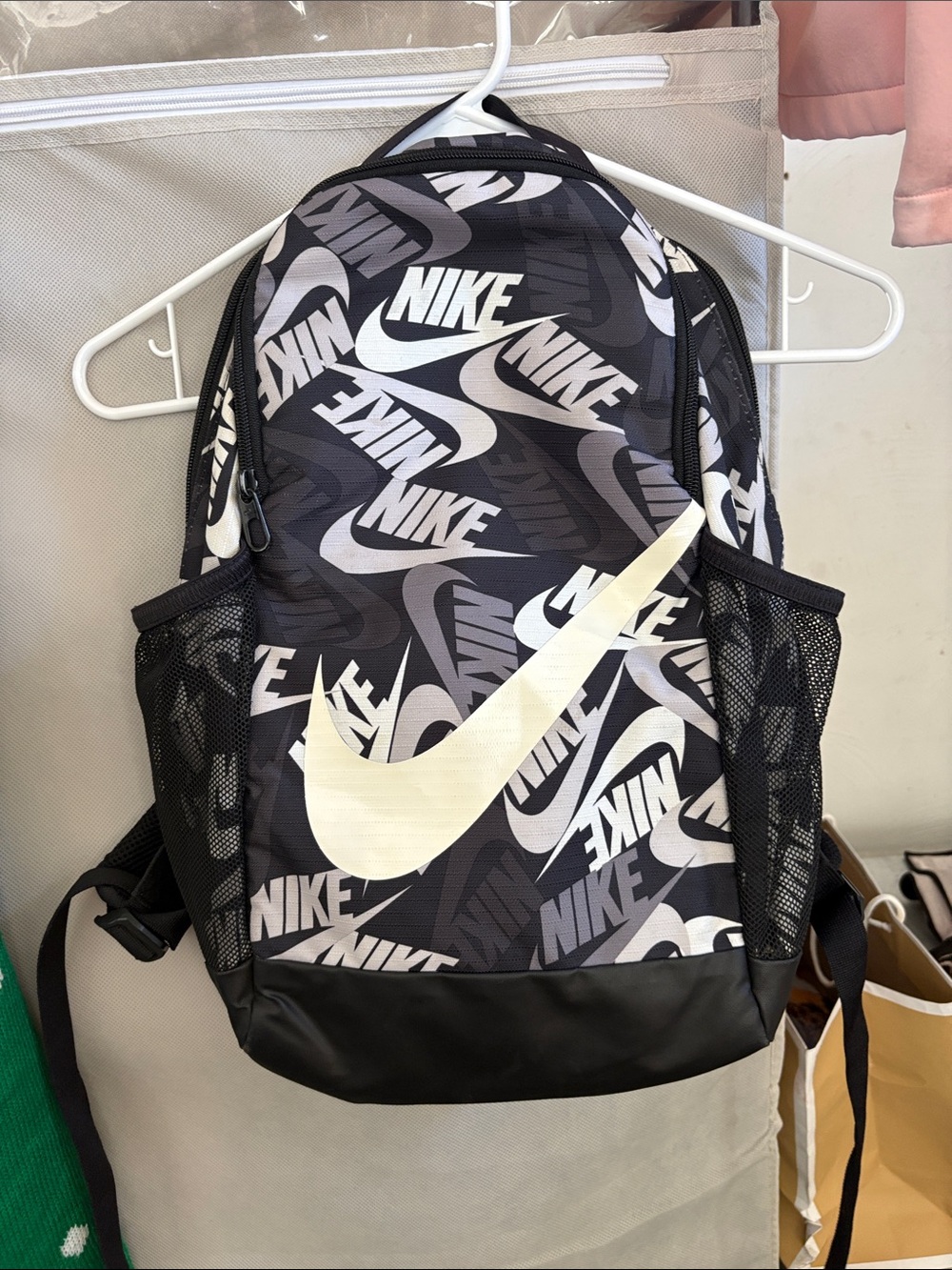 Nike Black and White Allover Logo Backpack - Men's
